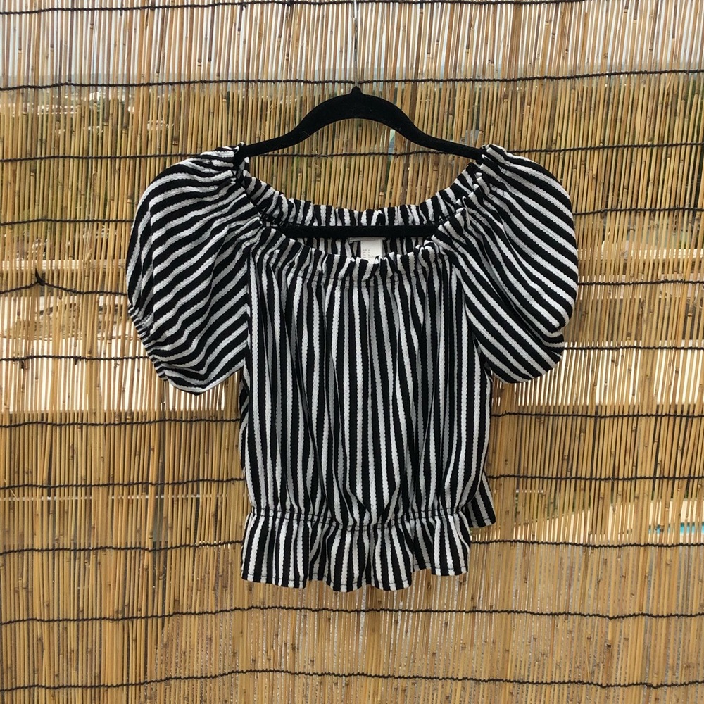 H&M Striped Off-the-Shoulder Top